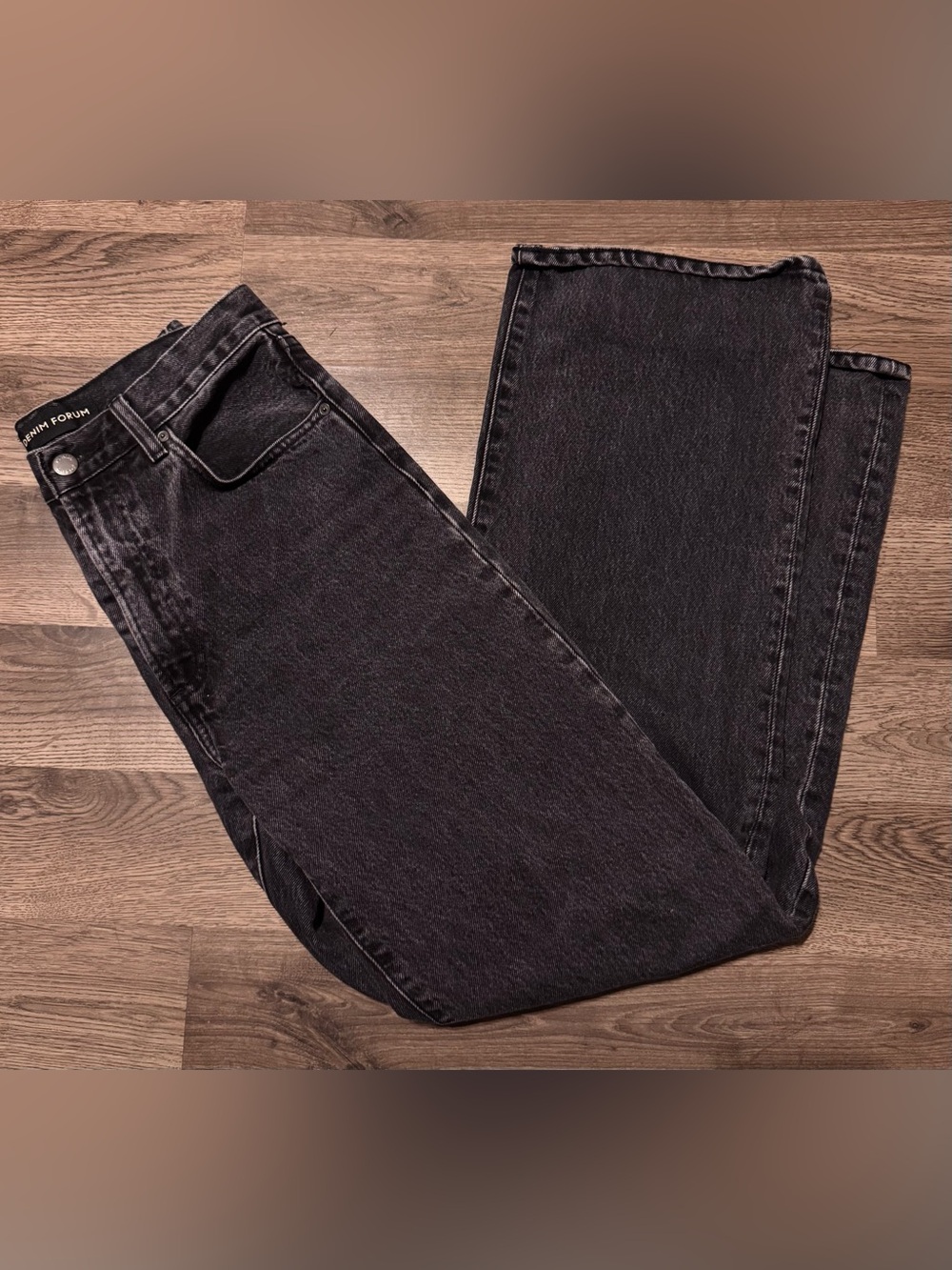 Aritzia Denim Forum The Farrah High Rise Wide Washed Black Denim Jeans 27 NWOT